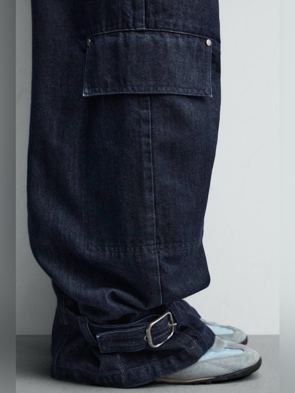Men's Dark Wash Blue Denim cargo with side loops